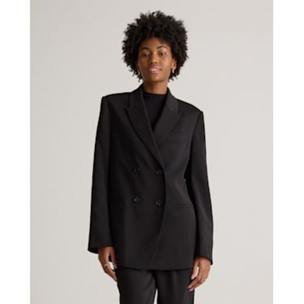 Quince Black Women's Stretch Crepe Blazer